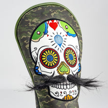 Load image into Gallery viewer, Mustache Sugar Skull - Driver Cover Green Camo