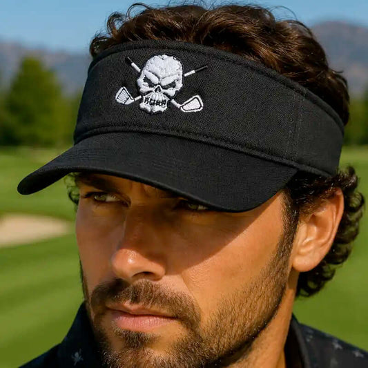 Golf Visor with Skull Design (Black)