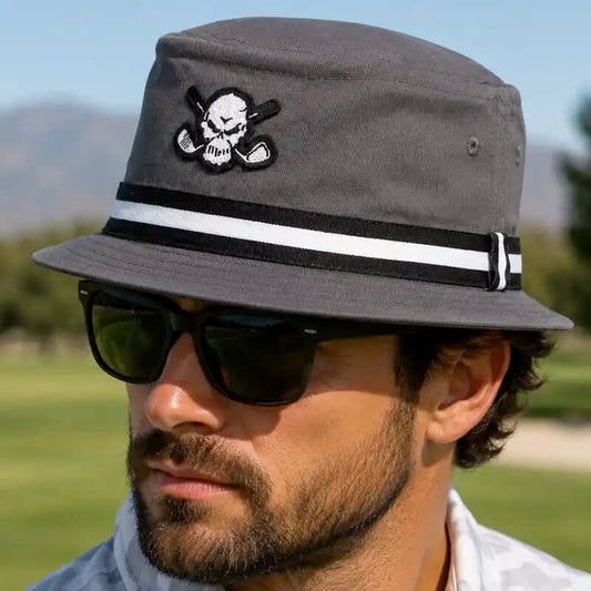 Premium Bucket Golf Hat w/ Skull (Charcoal)