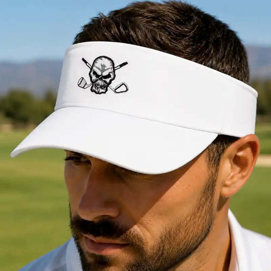 Golf Visor with Skull Design (White)