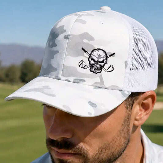Camo Trucker Golf Hat (White) by Tattoo