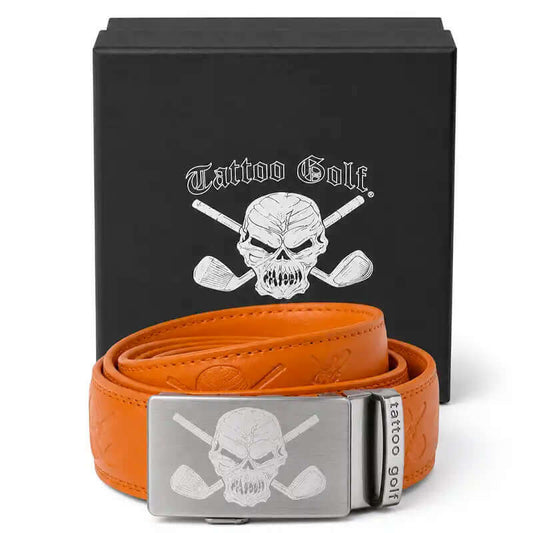 Leather Ratchet Belt - One Size Fits Most (Orange)