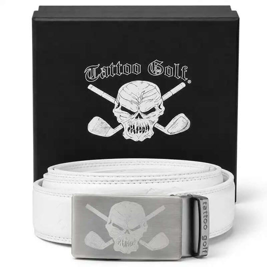 Leather Ratchet Belt - One Size Fits Most (White)