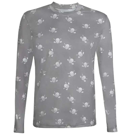 Golf Long Sleeve Undershirt with Skulls (Grey/White)