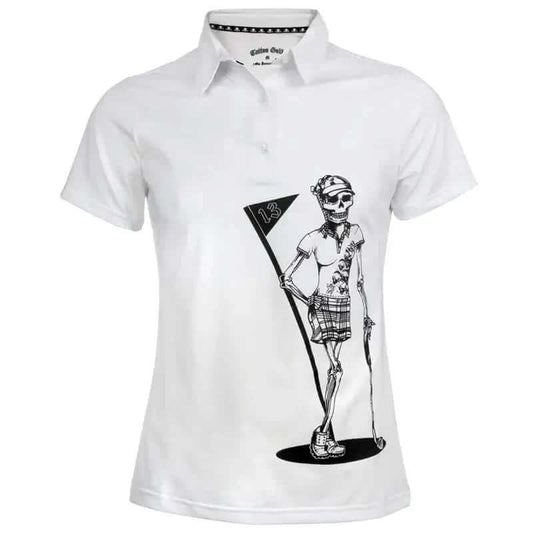 Ladies Mrs. Bones Golf Shirt (White)
