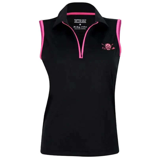 Sleeveless Cool-Stretch Women's Golf Shirt (Black/Pink)