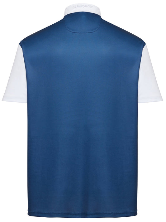 Classic Argyle Mens Golf Polo Shirt - Navy Blue, Green & White by ReadyGOLF