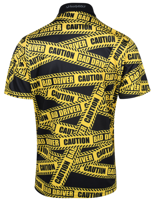 Caution Bad Driver Mens Golf Polo Shirt