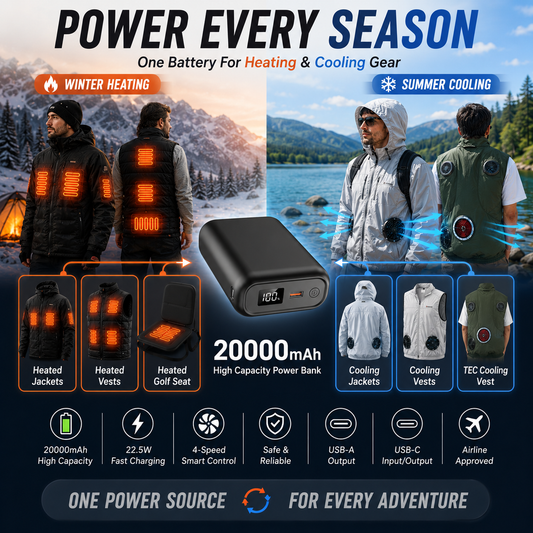 LITEGUEST 20,000 mAh Ultra-Compact Power Bank – Heated & Cooling Ready