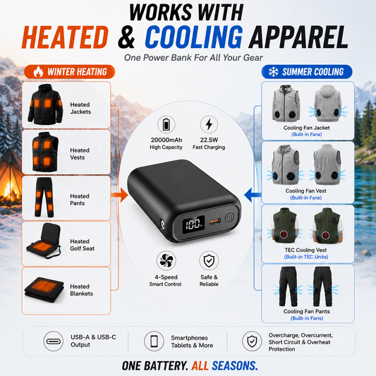 LITEGUEST 20,000 mAh Ultra-Compact Power Bank – Heated & Cooling Ready