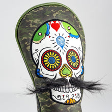 Load image into Gallery viewer, Mustache Sugar Skull - Driver Cover Green Camo