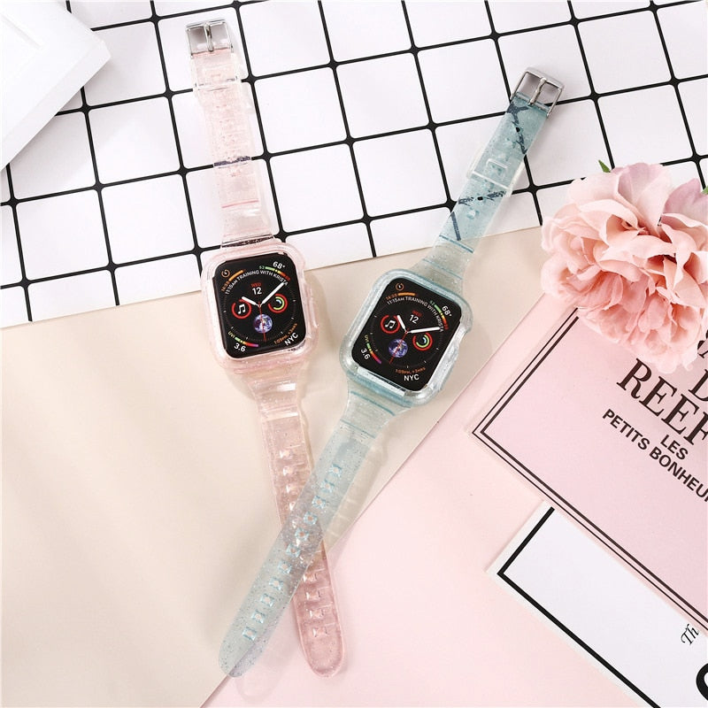 Silicon Apple Watch Band + Case Series 9/8/7/6/5/4/3/2/1 SE