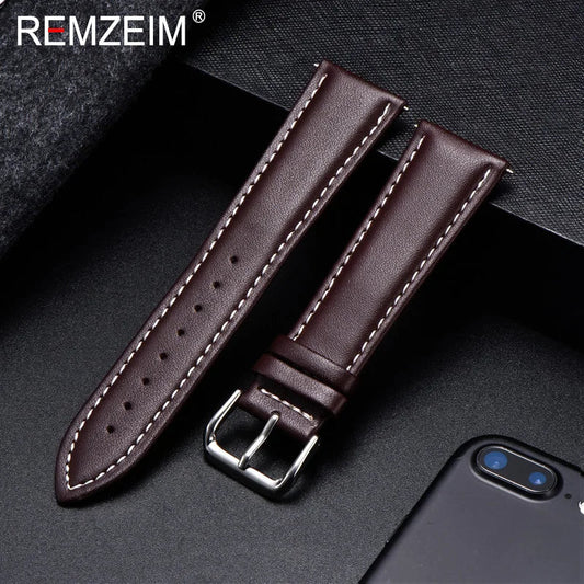 OnePlus Leather Watch Band, Soft Calfskin Strap with Silver Buckle