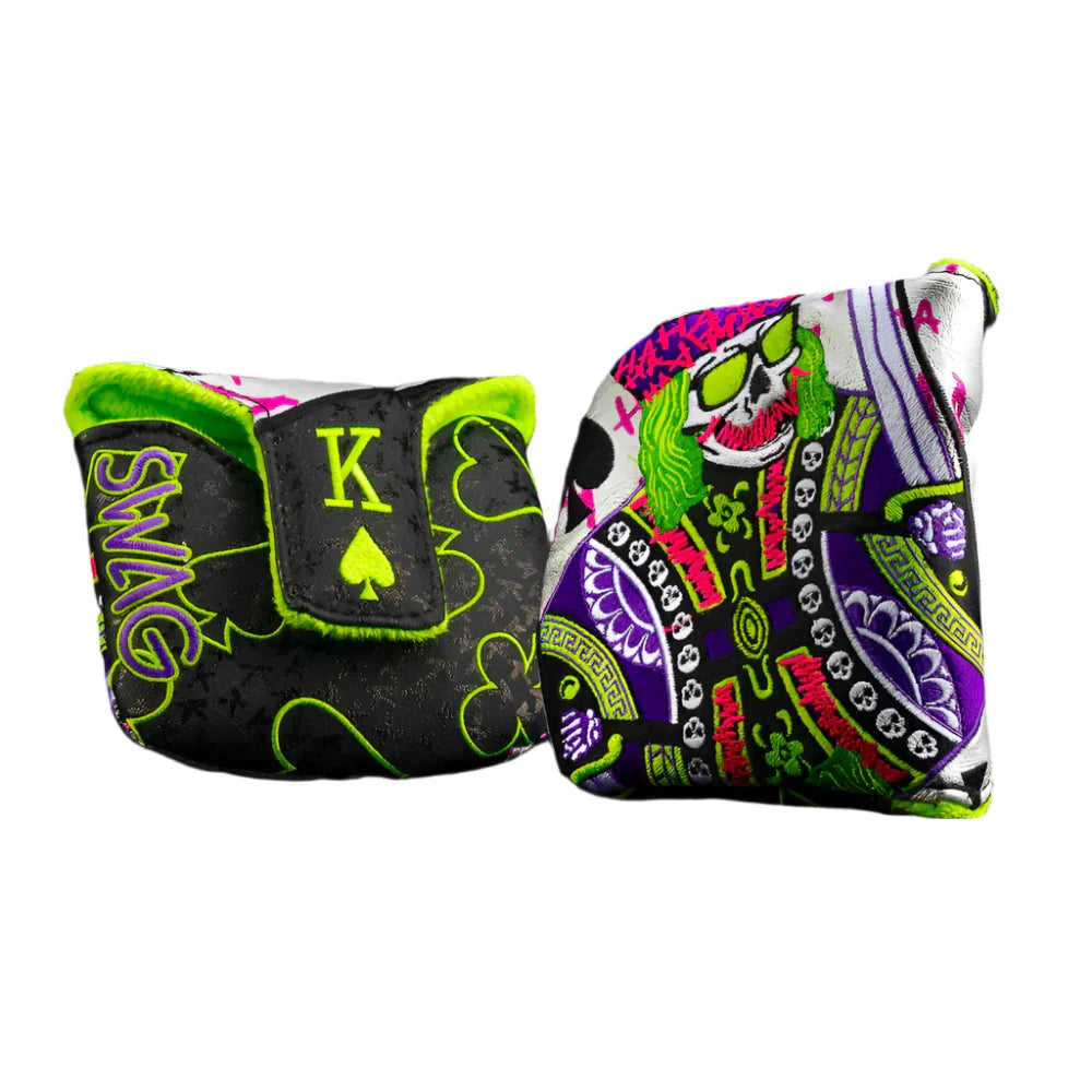Swag Golf - Defaced Skeleton King Green/Purple/Silver Mallet Putter Headcover