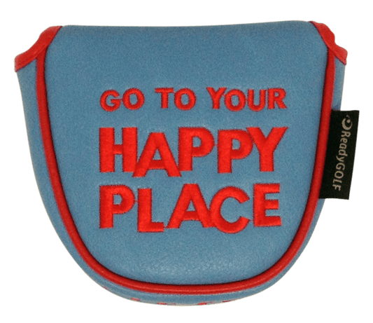Happy Place Embroidered Mallet Putter Cover by ReadyGOLF