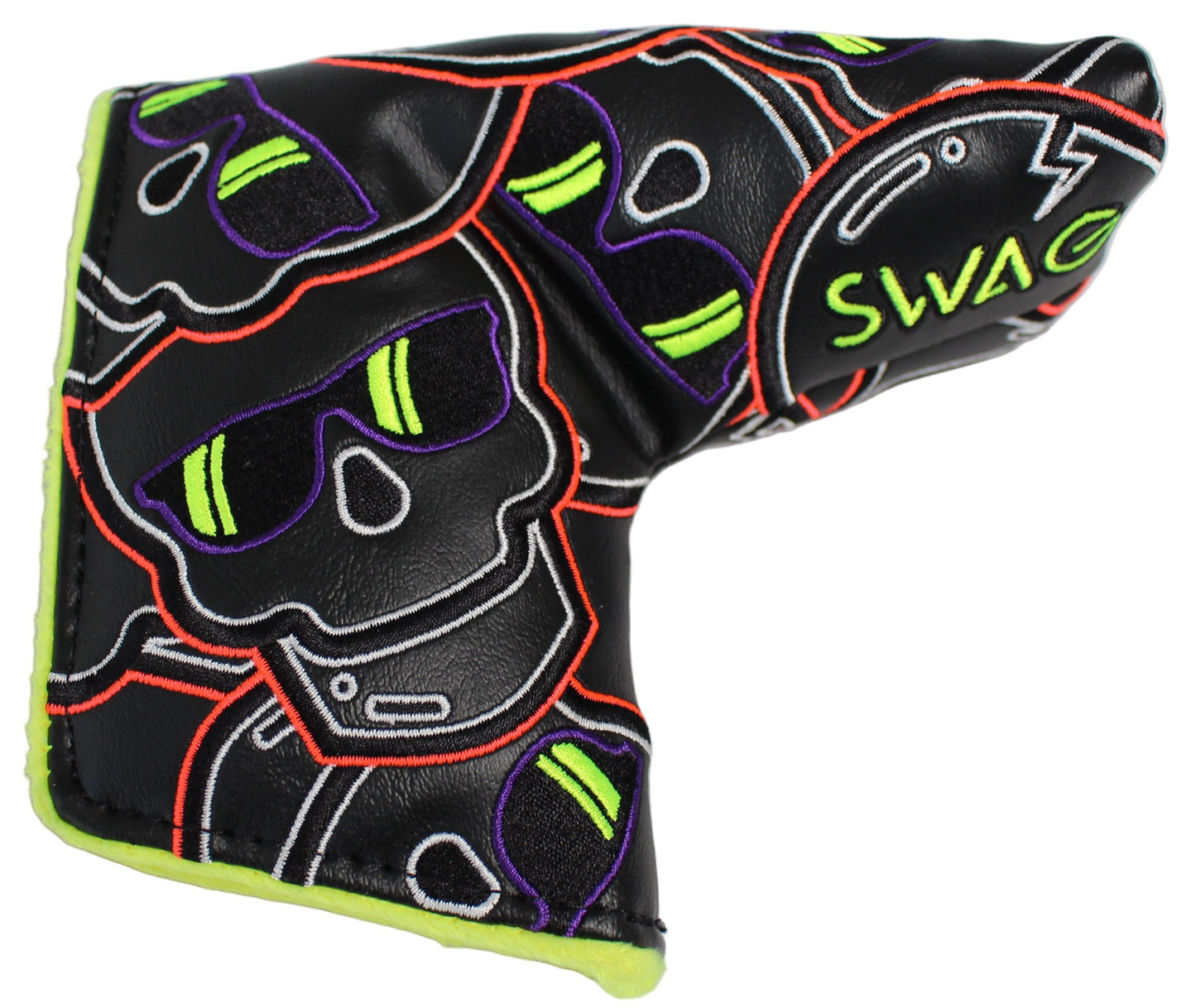 Swag Golf - Stacked Skull Golf Eclipse Black & Yellow Multicolor Blade Putter Headcover