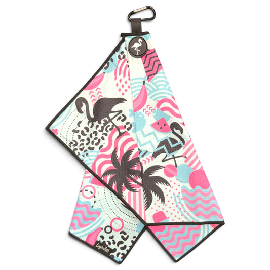 Exotic Flock Golf Towel | 24” x 16” Microfiber Towel | Magnetic Clip & Carabiner | Premium Golf Accessory