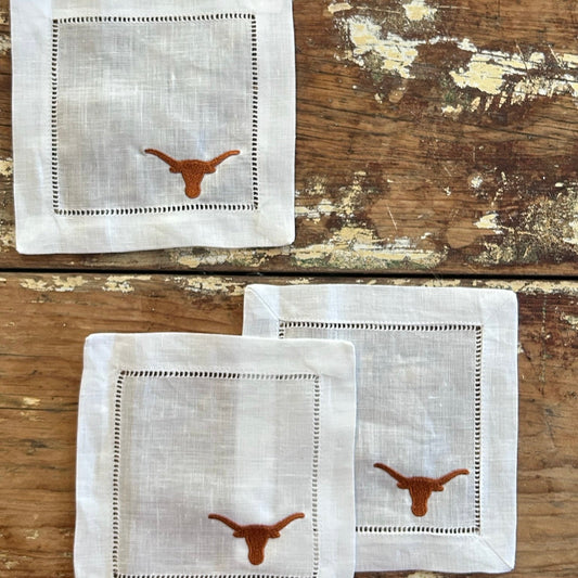 Texas Longhorns Embroidered Cocktail Napkins
