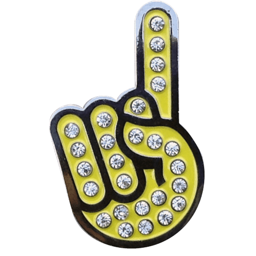 Number 1 Hand Gesture Crystal Ball Marker & Hat Clip by ReadyGOLF