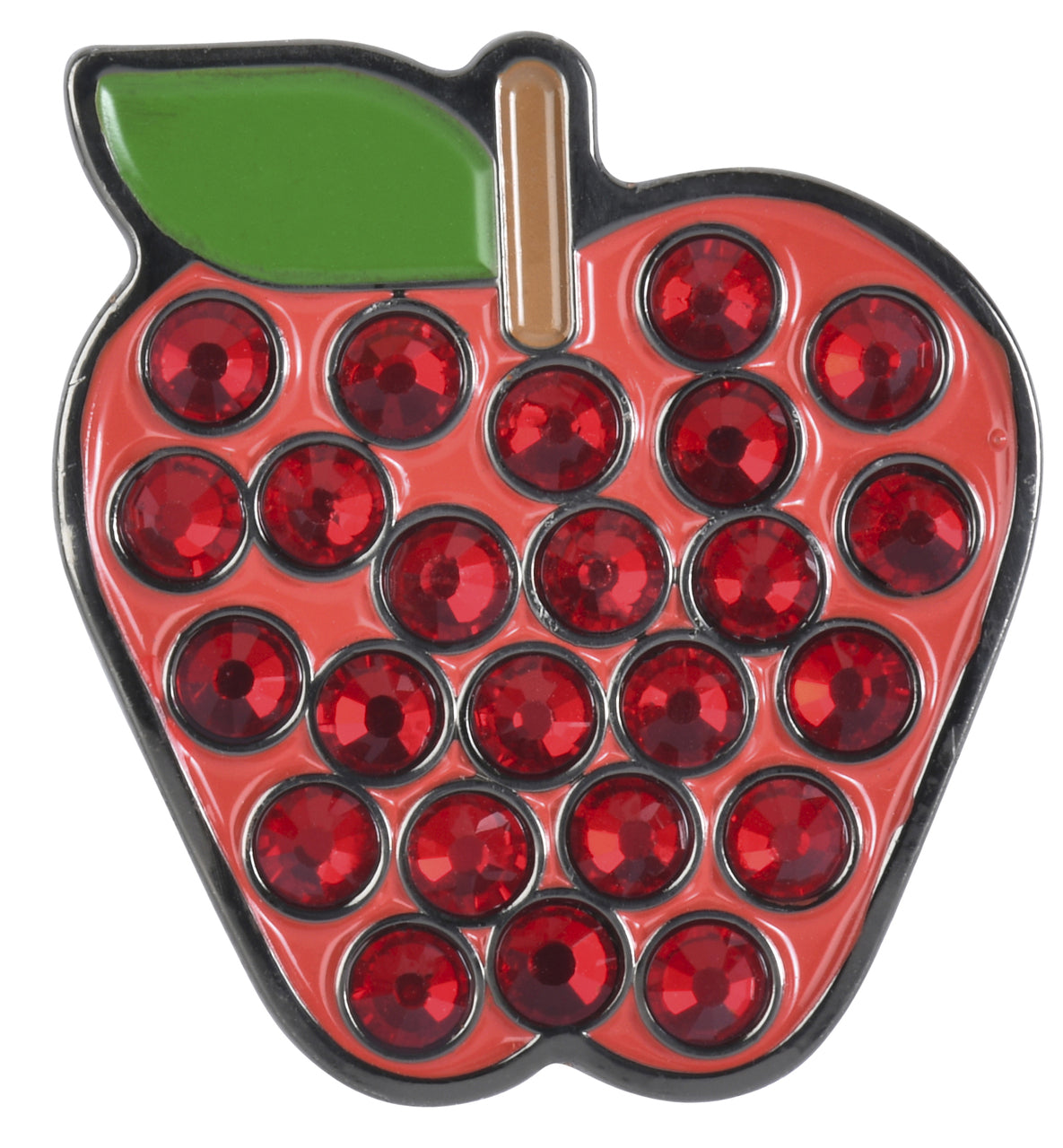 Red Apple Ball Marker & Hat Clip with Crystals by ReadyGOLF