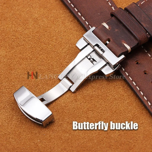 Polar Leather Watch Band For Smartwatch Genuine Calfskin Butterfly Clasp