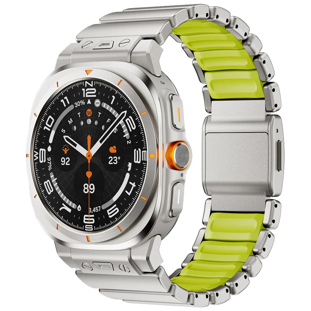 Samsung Galaxy Watch Ultra/Ultra2 Stainless Steel & Silicone Magnetic Band