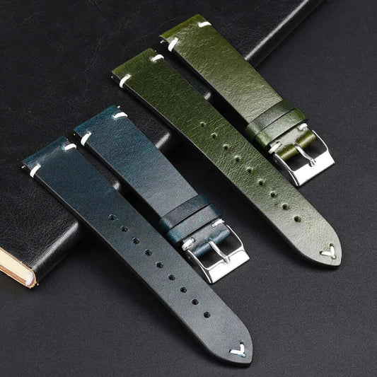 Amazfit Balance, GTR, GTS & Bip Waxed Leather Band, Accent Stitches