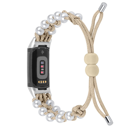 Fitbit Charge 6, 5, 4, 3 & 2 Braided Rope Band with Pearl-Style Beads