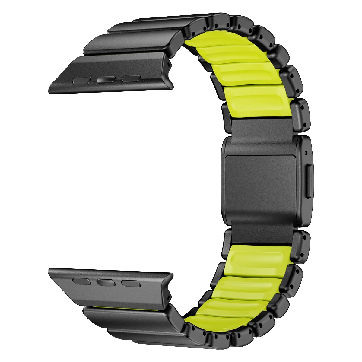 Stainless Steel + Silicone Magnetic Apple Watch Band – Series 11/10/9/8/7/6/SE & Ultra 1/2/3 | 44–49mm