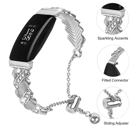 Fitbit Inspire 2, Inspire HR & Ace 3 Sparkling Chain Bracelet Band