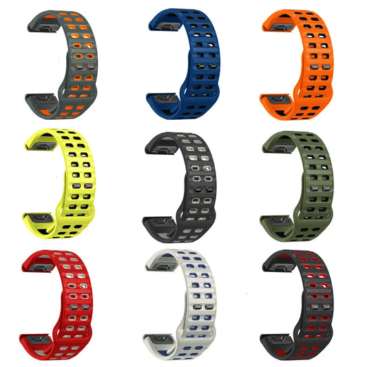 Garmin QuickFit 22/26mm Perforated Silicone Band with Tuck Closure