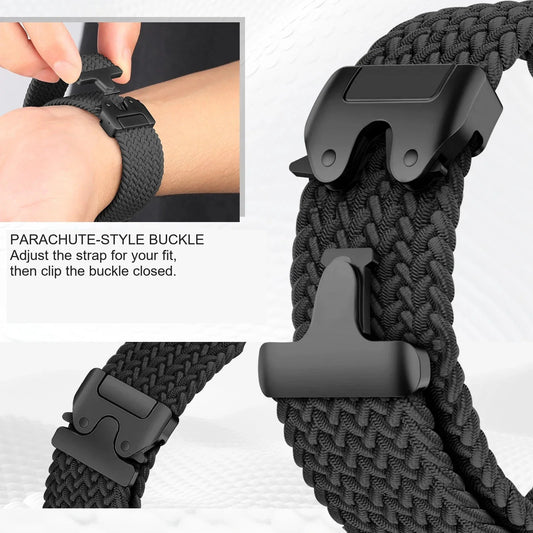 Fitbit Versa 4, Versa 3, Sense 2 & Sense Braided Band, Parachute Clip