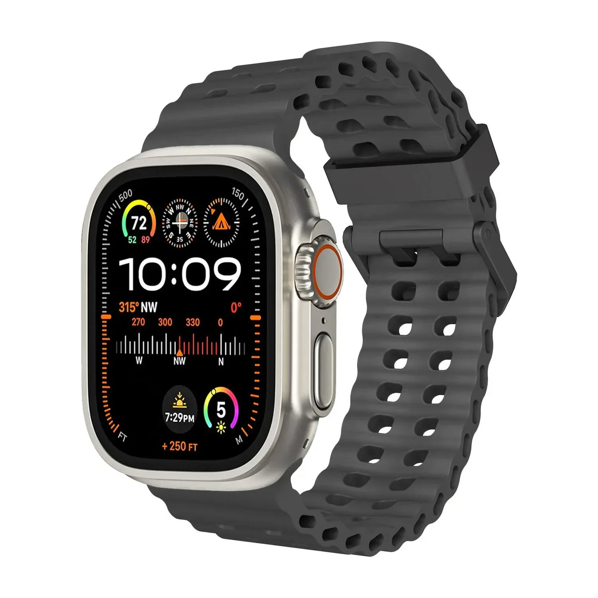 Ocean Sport Silicone Strap for Apple Watch Ultra 1/2/3 49mm – Series 11/10/9/8/7/6/SE/5 46/45/44/42mm