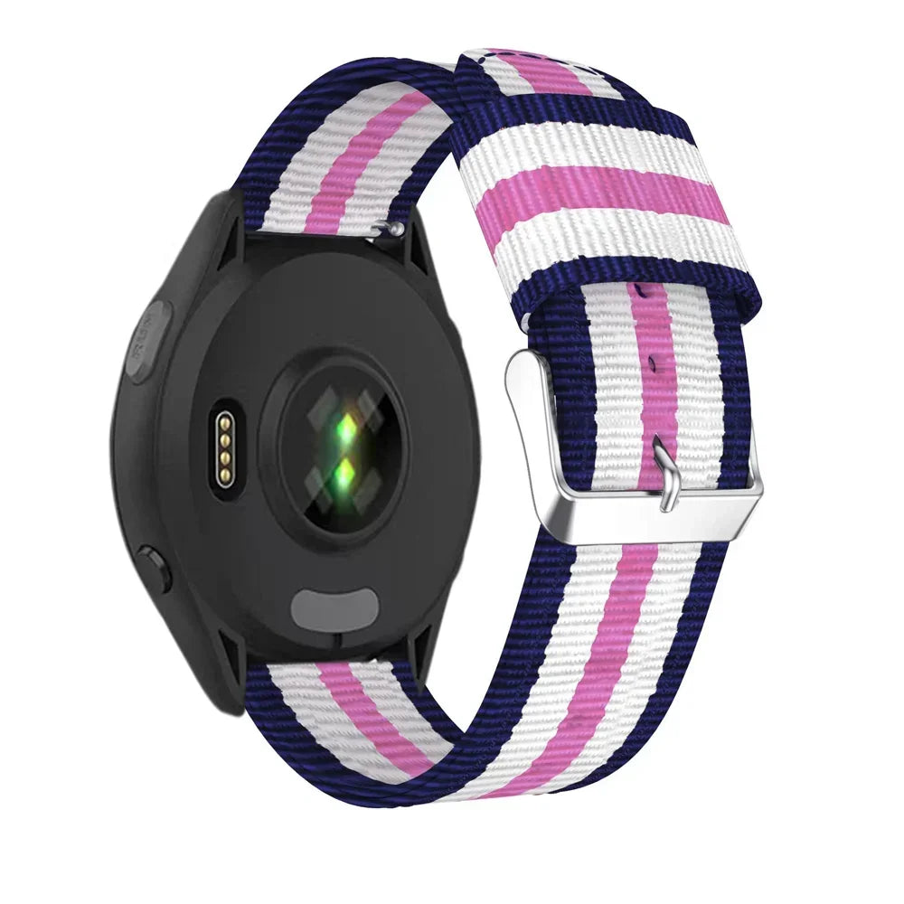 Garmin 20/22mm Quick Release Striped Canvas Nylon Band