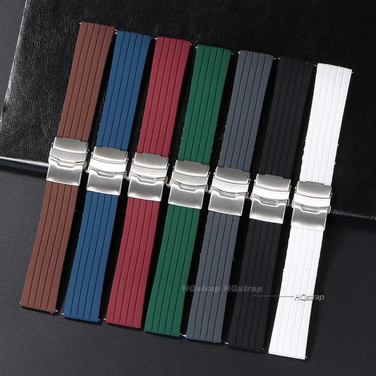 OnePlus Watch Band Silicone Rubber Strap Deployment Buckle Black Brown Green