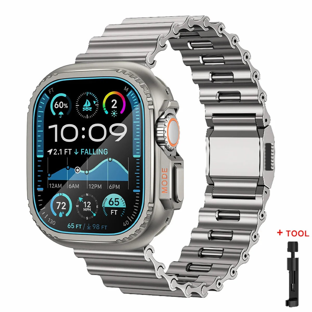 Hard Case + Stainless Steel Band for Apple Watch – Ultra 1/2/3 & Series 11/10/9/8/7/6/SE | 44–49mm