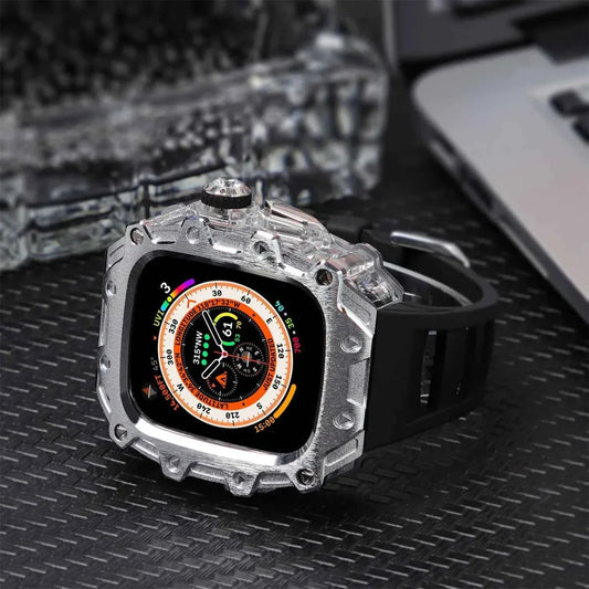 Luxury Modification Kit for Apple Watch Ultra 2/1 49MM – Stainless Steel Case & Rubber Strap