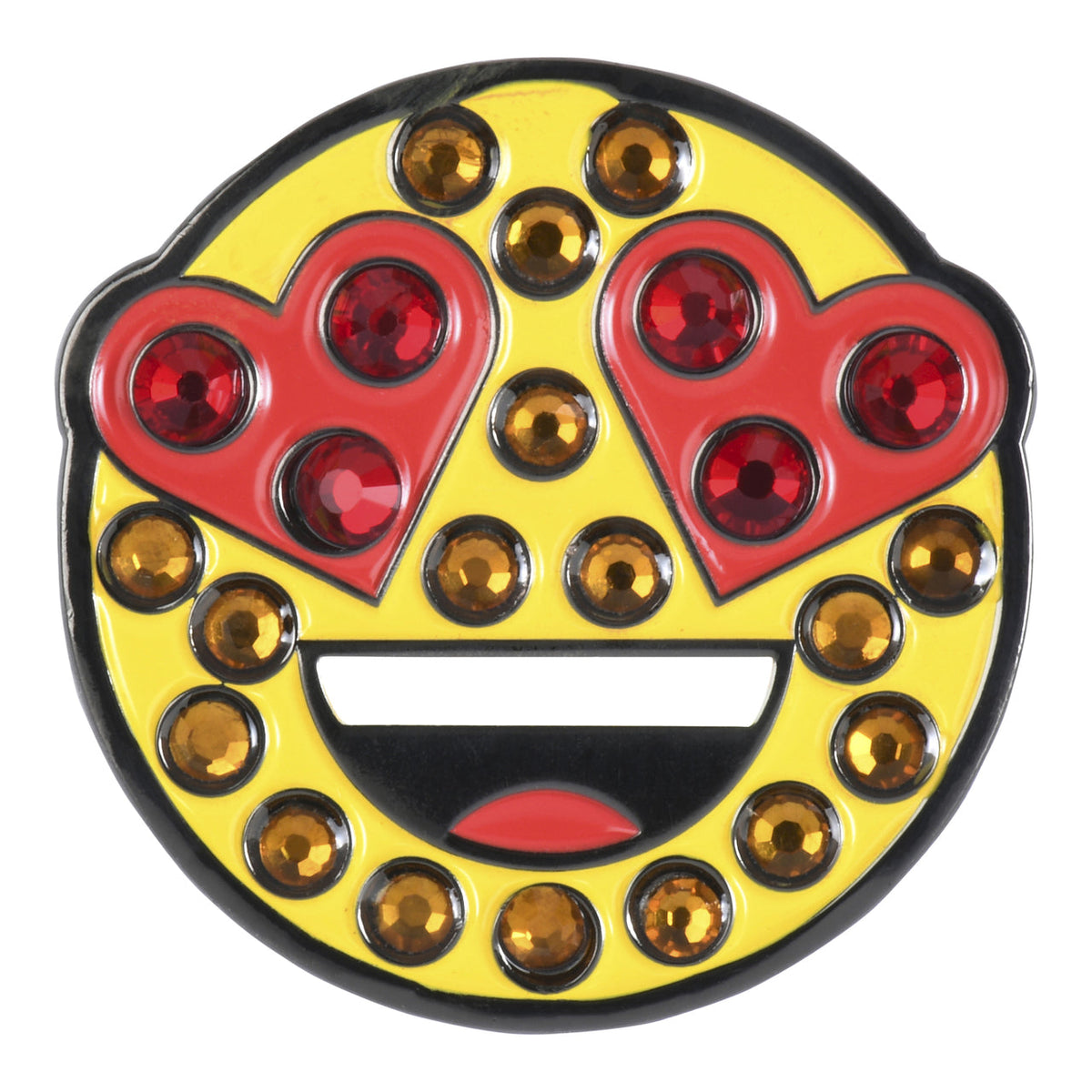 Emoji Smiling Face With Heart-Eyes Ball Marker & Hat Clip with Crystals by ReadyGOLF