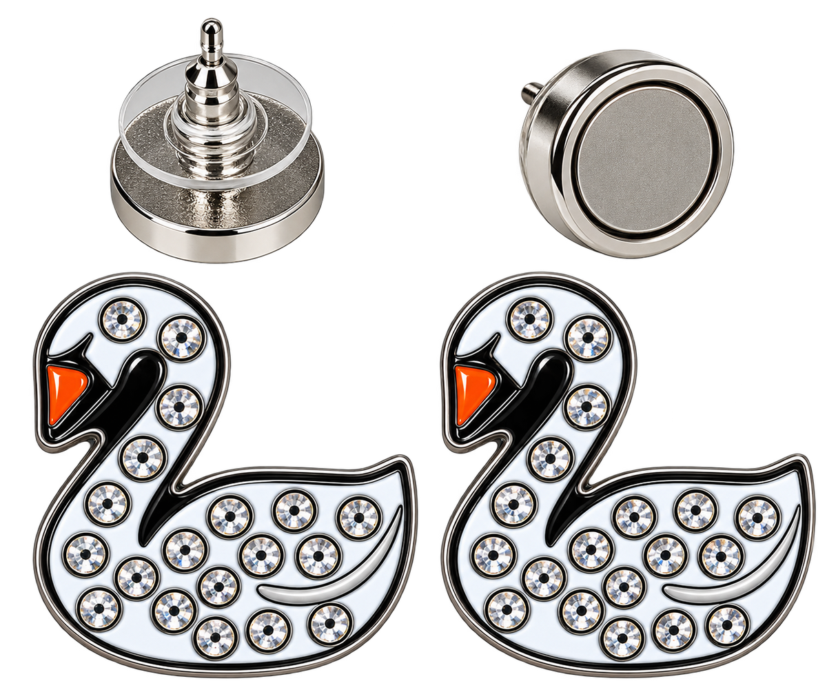 Swan with Crystals Ball Marker Earrings by ReadyGOLF