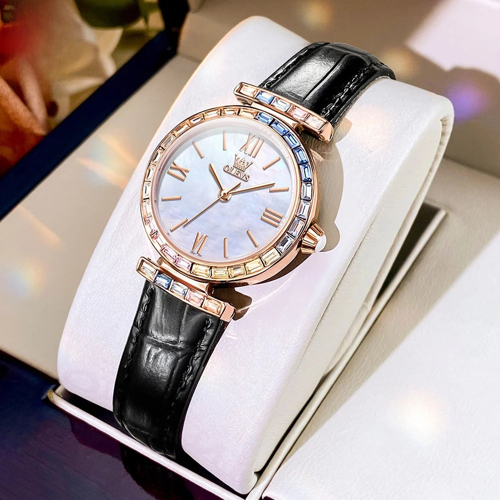 Women's Crystal Accent Leather Quartz Watch