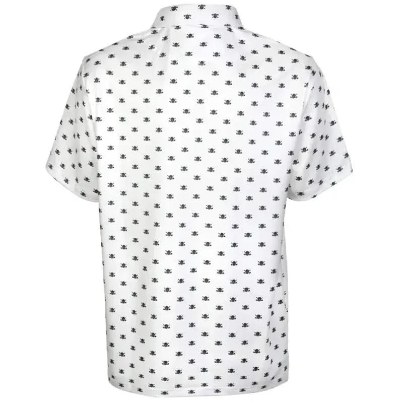 Micro Skull Cool-Stretch Men's Golf Shirt (White)