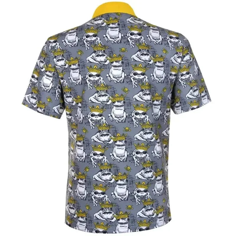 Party Animal Cool-Stretch Men's Golf Shirt (Frog)