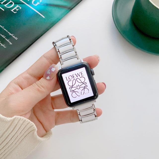 Ceramic Stainless Steel Apple Watch Band – Series 1–11 & Ultra 1–3
