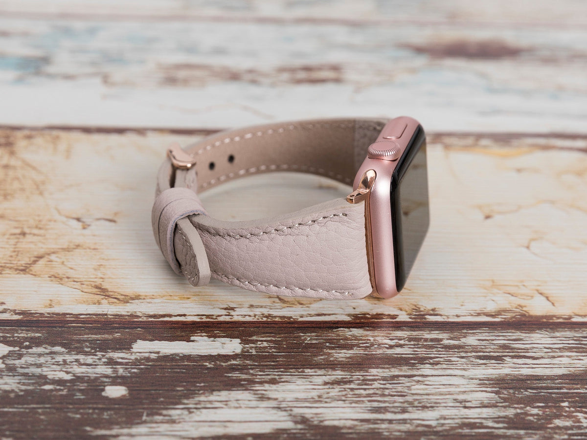 Beige Leather Apple Watch Band Series 11/10/9/8/7/6/5/4/ SE / Ultra 1/2/3