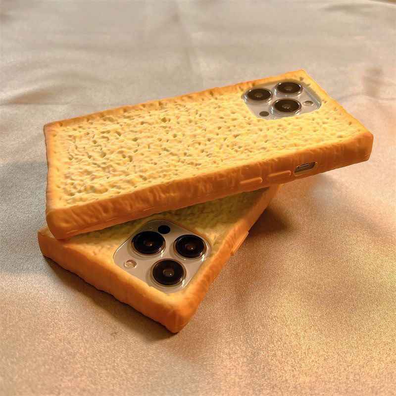 Cute Toast Bread iPhone Case – Funny Cartoon Silicone Cover | iPhone 16/15/14/13/12/11