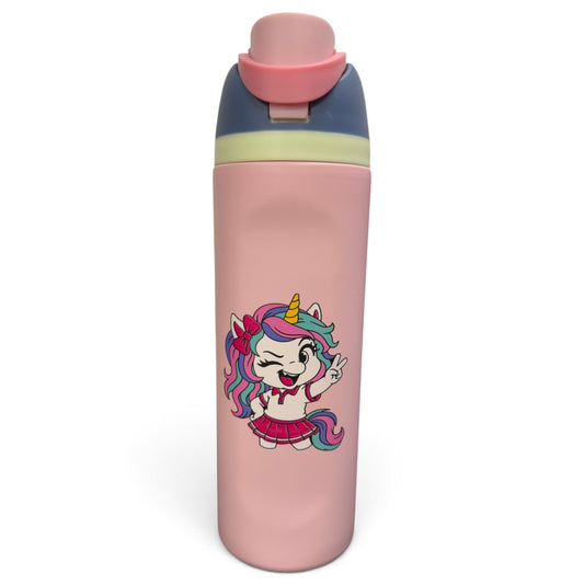 Sassy Unicorn Hydration Bottle | 24oz Insulated Stainless Steel | Flip Straw Lid w/ Handle