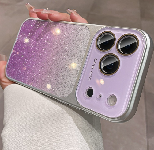 iPhone Gradient Glitter Case with Crystal Lens – iPhone 17 / 16 / 15 / 14 / 13 / 12