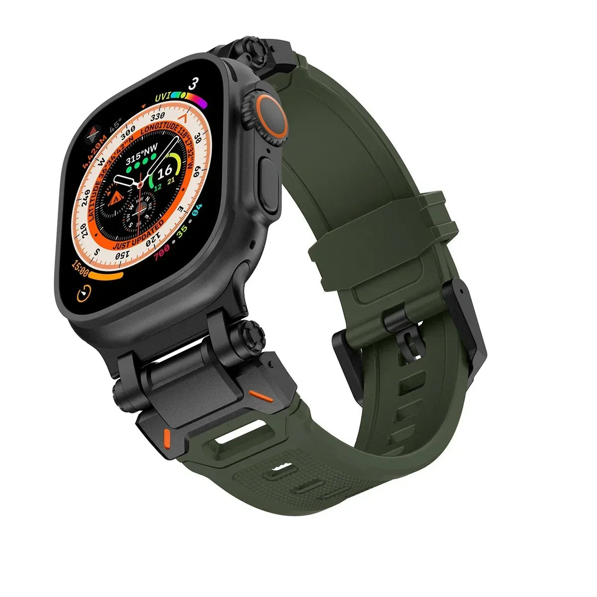Silicone Apple Watch Band with Steel Buckle 42/44/45/49 MM