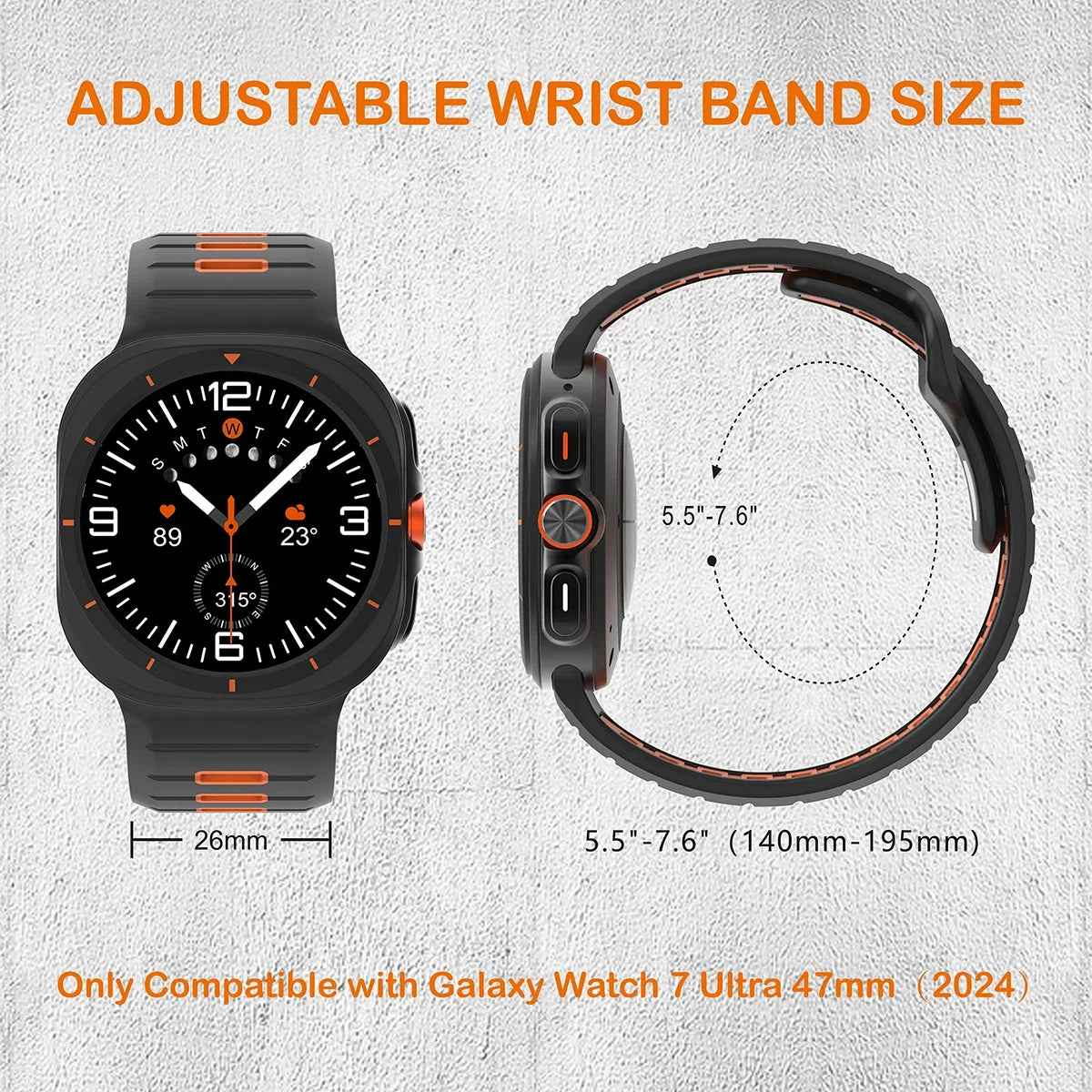 Silicone Samsung Galaxy 7 Ultra Watch Band 47MM