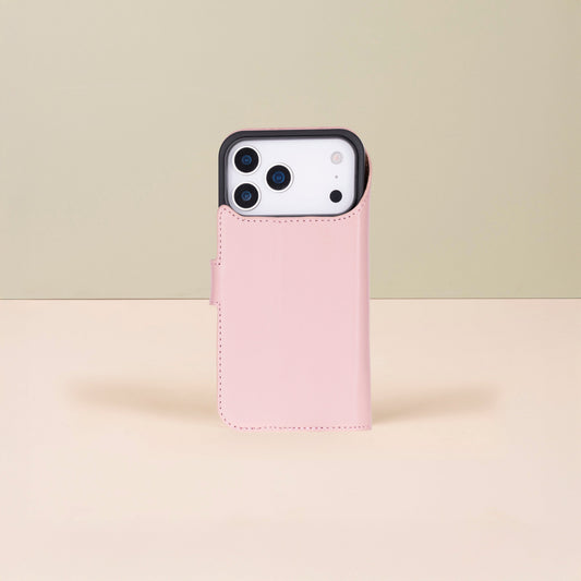 Leather iPhone 18 Pro Max Wallet Case – Pink - Austin